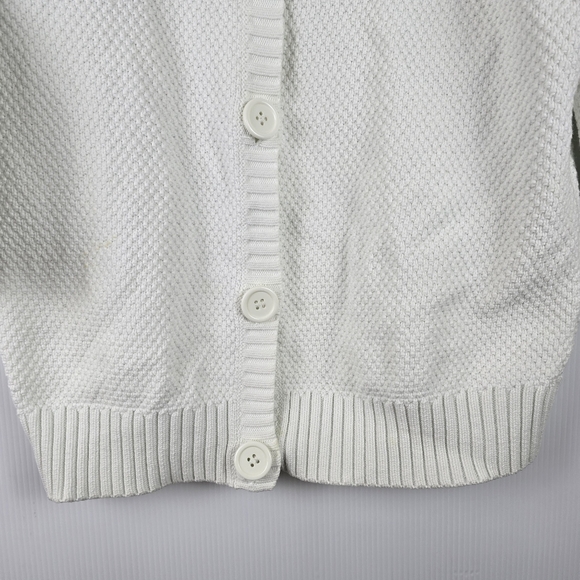 L.L. Bean Women's Chunky Knit 100% Cotton 3/4 Sleeve Cardigan in White Size XL - Picture 7 of 9